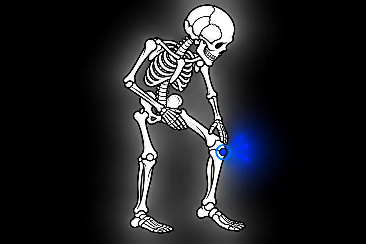 Ilustracja kościotrupa do tematu Kolano biegacza i zespół pasma biodrowo piszczelowego ITBS