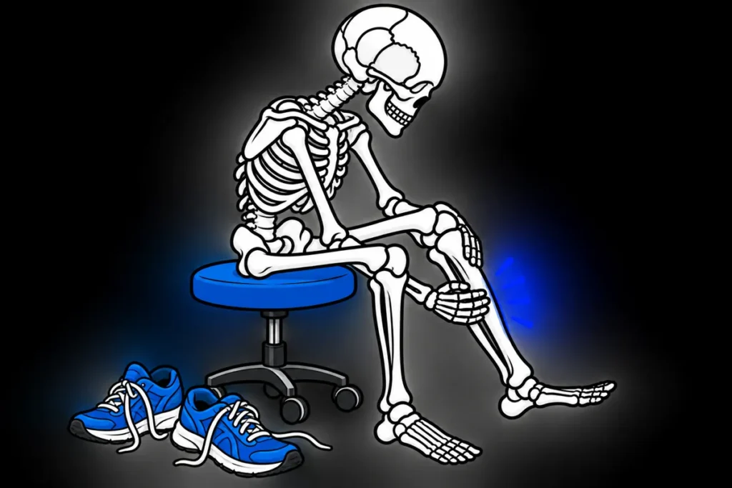 Ilustracja kościotrupa do tematu Shin splints i zespół przeciążenia przyśrodkowej części piszczeli MTSS